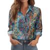 Zeagoo Button Down Shirts for Women Dressy Floral Printed Long Sleeve Blouse Business Casual Work Tops(Mz779)