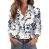 Zeagoo Button Down Shirts for Women Dressy Floral Printed Long Sleeve Blouse Business Casual Work Tops(Sf198)