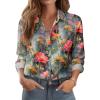Zeagoo Button Down Shirts for Women Dressy Floral Printed Long Sleeve Blouse Business Casual Work Tops(Wf70)