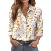 Zeagoo Button Down Shirts for Women Dressy Floral Printed Long Sleeve Blouse Business Casual Work Tops(Xh403)
