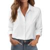 Zeagoo Button Down Shirts for Women Dressy Floral Printed Long Sleeve Blouse Business Casual Work Tops(Z White)