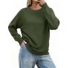 Zeagoo Fall Sweaters for Women 2026 Long Sleeve Crewneck Ribbed Knit Pullover Sweater Loose Fit Basic Jumper Tops(A Army Green)