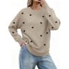 Zeagoo Fall Sweaters for Women 2026 Long Sleeve Crewneck Ribbed Knit Pullover Sweater Loose Fit Basic Jumper Tops(A Polka Dot-khaki)