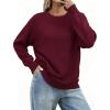 Zeagoo Fall Sweaters for Women 2026 Long Sleeve Crewneck Ribbed Knit Pullover Sweater Loose Fit Basic Jumper Tops(A Wine Red)