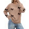 Zeagoo Fall Sweaters for Women 2026 Long Sleeve Crewneck Ribbed Knit Pullover Sweater Loose Fit Basic Jumper Tops(Aa Bow625)