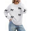 Zeagoo Fall Sweaters for Women 2026 Long Sleeve Crewneck Ribbed Knit Pullover Sweater Loose Fit Basic Jumper Tops(Bow612)