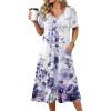 Zeagoo Summer Dress for Women Casual Floral Midi Sundress with Pockets V Neck Pleated Short Sleeve Aline Beach Vacation Dress(Floral-6)