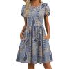 Zeagoo Women Summer Dress 2026 Short Sleeve Aline Mini Dresses with Pockets Casual Swing Tshirt Dress Vocation Beach Sundress(Ethnic Print(mz919))