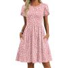 Zeagoo Women Summer Dress 2026 Short Sleeve Aline Mini Dresses with Pockets Casual Swing Tshirt Dress Vocation Beach Sundress(Jh589)