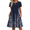Zeagoo Women Summer Dress 2026 Short Sleeve Aline Mini Dresses with Pockets Casual Swing Tshirt Dress Vocation Beach Sundress(Navy Floral)