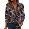 Zeagoo Womens Button Down Shirt Long Sleeve Blouse Business Work Tops Dressy Casual Floral Printed Outfits with Pocket(Cx255)