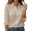 Zeagoo Womens Button Down Shirt Long Sleeve Blouse Business Work Tops Dressy Casual Floral Printed Outfits with Pocket(F-beige)