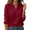 Zeagoo Womens Button Down Shirt Long Sleeve Blouse Business Work Tops Dressy Casual Floral Printed Outfits with Pocket(L-wine Red)