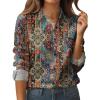 Zeagoo Womens Button Down Shirt Long Sleeve Blouse Business Work Tops Dressy Casual Floral Printed Outfits with Pocket(Mz721)