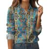 Zeagoo Womens Button Down Shirt Long Sleeve Blouse Business Work Tops Dressy Casual Floral Printed Outfits with Pocket(Mz779)