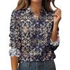 Zeagoo Womens Button Down Shirt Long Sleeve Blouse Business Work Tops Dressy Casual Floral Printed Outfits with Pocket(Mz869)