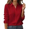 Zeagoo Womens Button Down Shirt Long Sleeve Blouse Business Work Tops Dressy Casual Floral Printed Outfits with Pocket(Red)