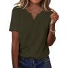 Zeagoo Womens Summer Tops Casual Short Sleeve V Neck Shirts Business Dressy Work Blouses(Army Green)
