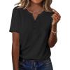 Zeagoo Womens Summer Tops Casual Short Sleeve V Neck Shirts Business Dressy Work Blouses(Black)