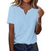 Zeagoo Womens Summer Tops Casual Short Sleeve V Neck Shirts Business Dressy Work Blouses(Blue)