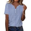 Zeagoo Womens Summer Tops Casual Short Sleeve V Neck Shirts Business Dressy Work Blouses(Blue White Stripes)