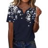Zeagoo Womens Summer Tops Casual Short Sleeve V Neck Shirts Business Dressy Work Blouses(Floral Navy)