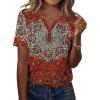 Zeagoo Womens Summer Tops Casual Short Sleeve V Neck Shirts Business Dressy Work Blouses(Floral Red Multi)