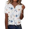 Zeagoo Womens Summer Tops Casual Short Sleeve V Neck Shirts Business Dressy Work Blouses(Floral White)