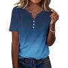 Zeagoo Womens Summer Tops Casual Short Sleeve V Neck Shirts Business Dressy Work Blouses(Gradient Blue)