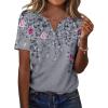Zeagoo Womens Summer Tops Casual Short Sleeve V Neck Shirts Business Dressy Work Blouses(Grey Floral)