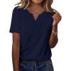 Zeagoo Womens Summer Tops Casual Short Sleeve V Neck Shirts Business Dressy Work Blouses(Navy Blue)
