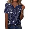 Zeagoo Womens Summer Tops Casual Short Sleeve V Neck Shirts Business Dressy Work Blouses(Navy Floral 180)