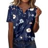 Zeagoo Womens Summer Tops Casual Short Sleeve V Neck Shirts Business Dressy Work Blouses(Navy Floral 318)