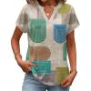 Zeagoo Womens Tops Short Sleeve Summer V Neck Shirts Work Blouses Business Outfits Fashion Clothing(Black Khaki Dots)