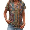 Zeagoo Womens Tops Short Sleeve Summer V Neck Shirts Work Blouses Business Outfits Fashion Clothing(Boho Mz721)