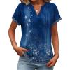 Zeagoo Womens Tops Short Sleeve Summer V Neck Shirts Work Blouses Business Outfits Fashion Clothing(Floral Blue)