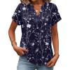 Zeagoo Womens Tops Short Sleeve Summer V Neck Shirts Work Blouses Business Outfits Fashion Clothing(Floral Navy)