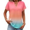 Zeagoo Womens Tops Short Sleeve Summer V Neck Shirts Work Blouses Business Outfits Fashion Clothing(Gradient 218)