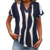 Zeagoo Womens Tops Short Sleeve Summer V Neck Shirts Work Blouses Business Outfits Fashion Clothing(Striped 327)