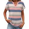 Zeagoo Womens Tops Short Sleeve Summer V Neck Shirts Work Blouses Business Outfits Fashion Clothing(Striped 669)