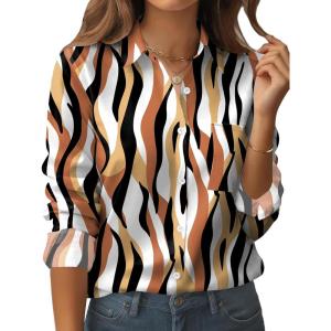 Zeagoo Womens Button Down Shirt Long Sleeve Blouse Business Work Tops Dressy Casual Floral Printed Outfits with Pocket(Cx123)
