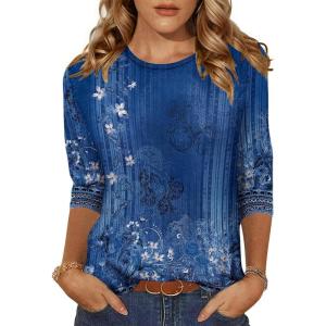 Zeagoo Women’s Casual 3/4 Sleeve T-Shirts Round Neck Cute Tunic Tops Basic Tees Blouses Business Work Tee Top(Mz712)