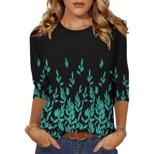 Zeagoo Women’s Casual 3/4 Sleeve T-Shirts Round Neck Cute Tunic Tops Basic Tees Blouses Business Work Tee Top(Pa355)
