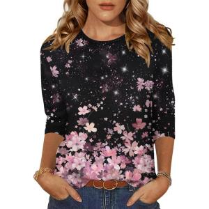 Zeagoo Women’s Casual 3/4 Sleeve T-Shirts Round Neck Cute Tunic Tops Basic Tees Blouses Business Work Tee Top(Sf31)