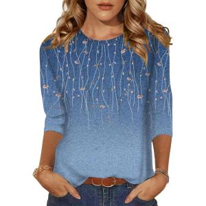 Zeagoo Women’s Casual 3/4 Sleeve T-Shirts Round Neck Cute Tunic Tops Basic Tees Blouses Business Work Tee Top(Xh483-1)