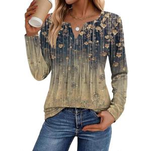 Zeagoo Womens Long Sleeve Tops 2025 V Neck Pleated Shirts Dressy Casual Tunic Blouses Loose Fit Fall Fashion Clothes(Cx311)