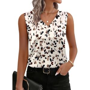 Zeagoo Women’s Silk Satin Tank Tops V Neck Casual Camisoles Sleeveless Business Work Blouses Dressy Summer Shirts(P-an443)