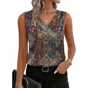 Zeagoo Women’s Silk Satin Tank Tops V Neck Casual Camisoles Sleeveless Business Work Blouses Dressy Summer Shirts(P-mz721)