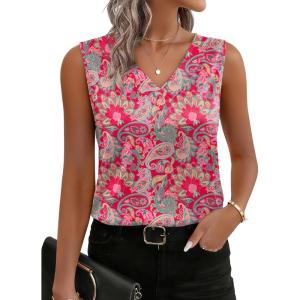Zeagoo Women’s Silk Satin Tank Tops V Neck Casual Camisoles Sleeveless Business Work Blouses Dressy Summer Shirts(P-mz750)