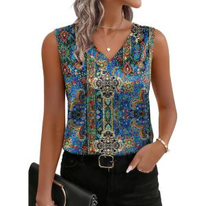 Zeagoo Women’s Silk Satin Tank Tops V Neck Casual Camisoles Sleeveless Business Work Blouses Dressy Summer Shirts(P-mz779)